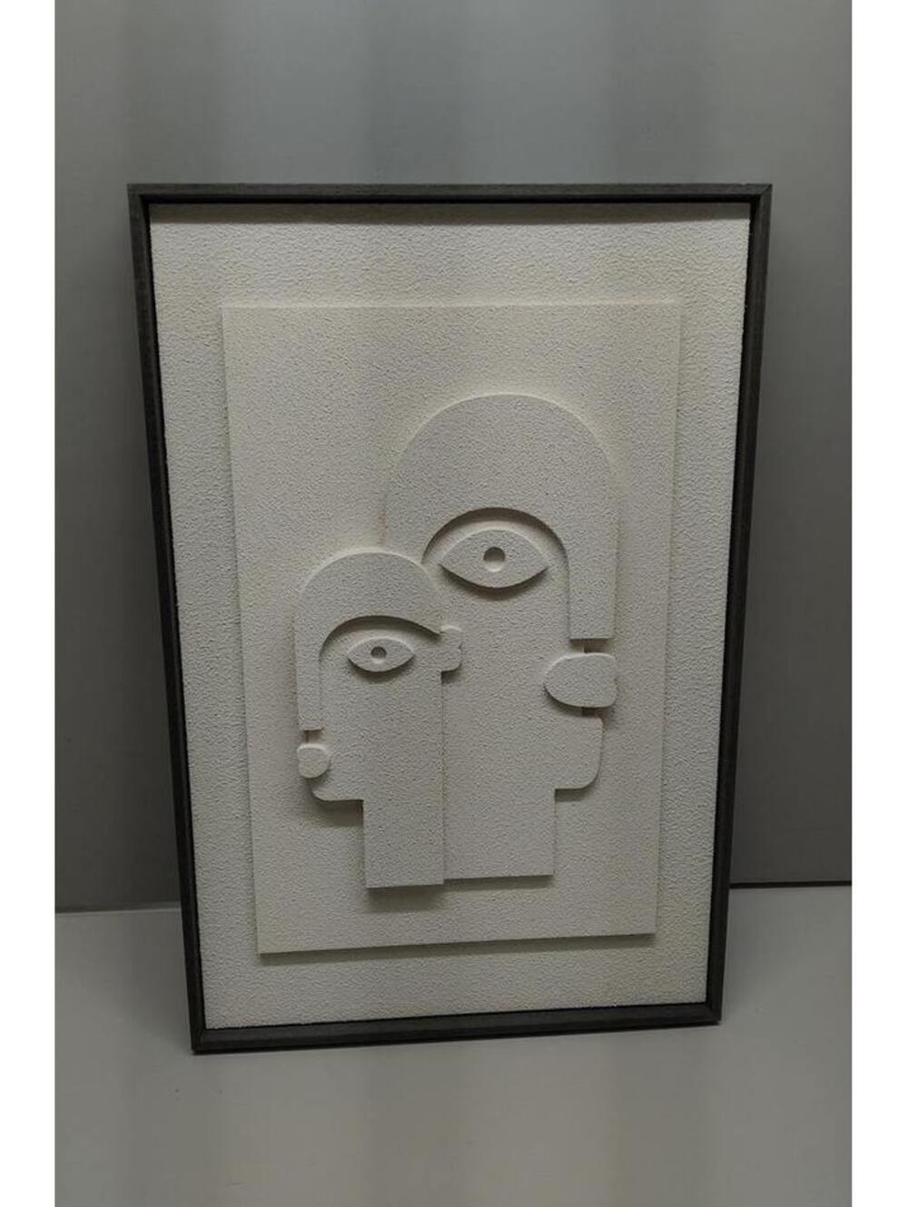 Modern 3D Textured Abstract Wall Art Sculpture in Black Frame
